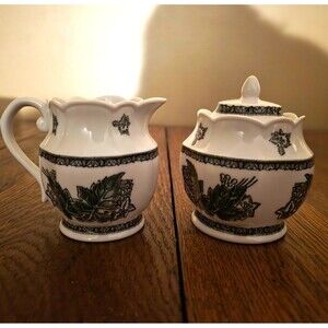 Johnson Brothers Lovely Friendly Village 1883 Sugar w lid & 6 Oz Creamer set